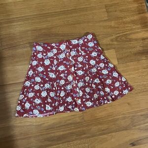 Floral Button-Front Skirt